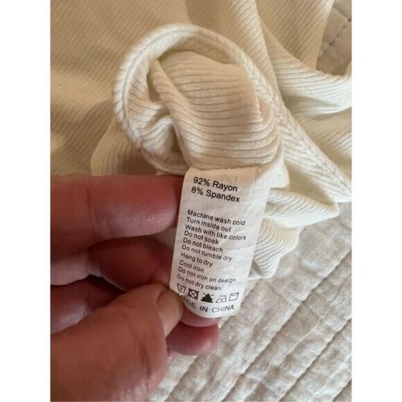Seint white cotton comfort ribbed bra crop top size L - Picture 3 of 8
